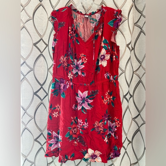 Old Navy Plus Size Hawaiian Floral Red Dress 1X - Picture 1 of 4